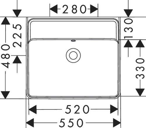 Hansgrohe-Xanuia-Q-Aufsatzwaschtisch-geschliffen-550-480-ohne-Hahnloch-mit-Ueberlauf-Weiss-60239450 gallery number 1